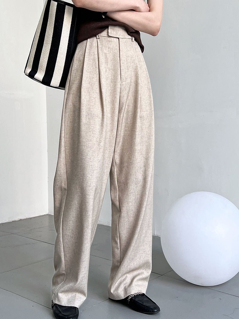 極簡老錢風垂感寬鬆西裝褲-3色 - Moon Peach