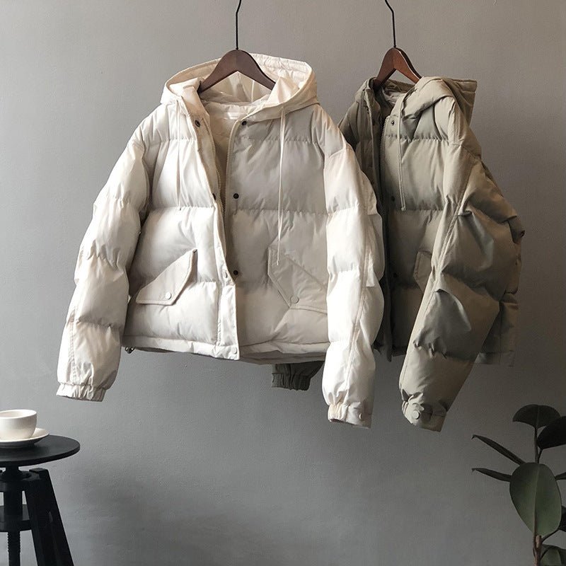 韓版小個子保暖連帽羽絨外套 - Moon Peach