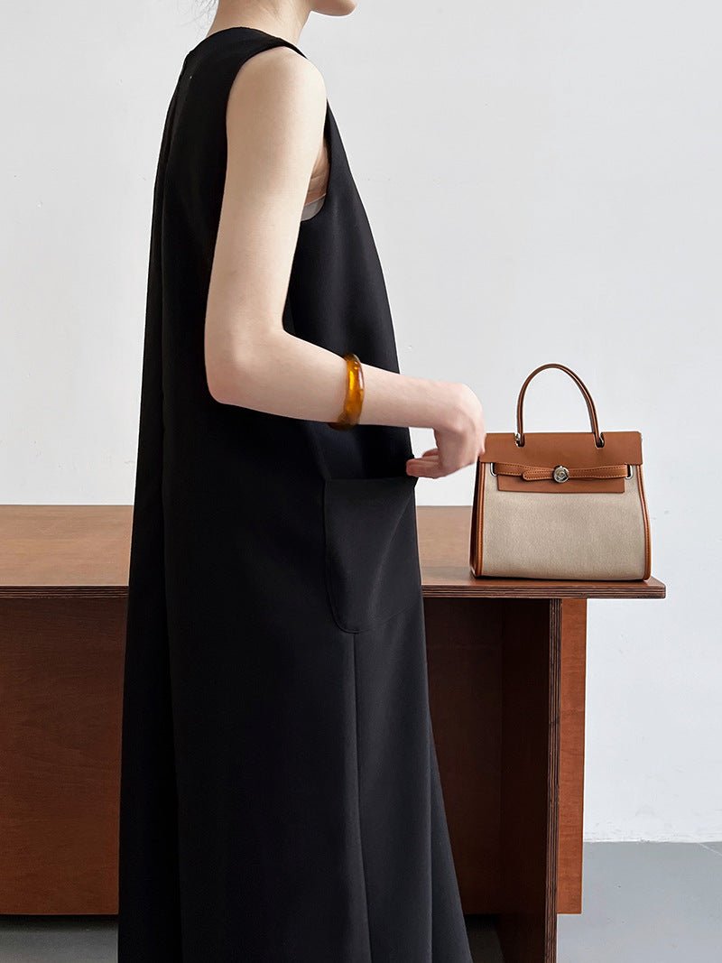 簡約通勤無袖西裝背心連衣裙-2色 - Moon Peach