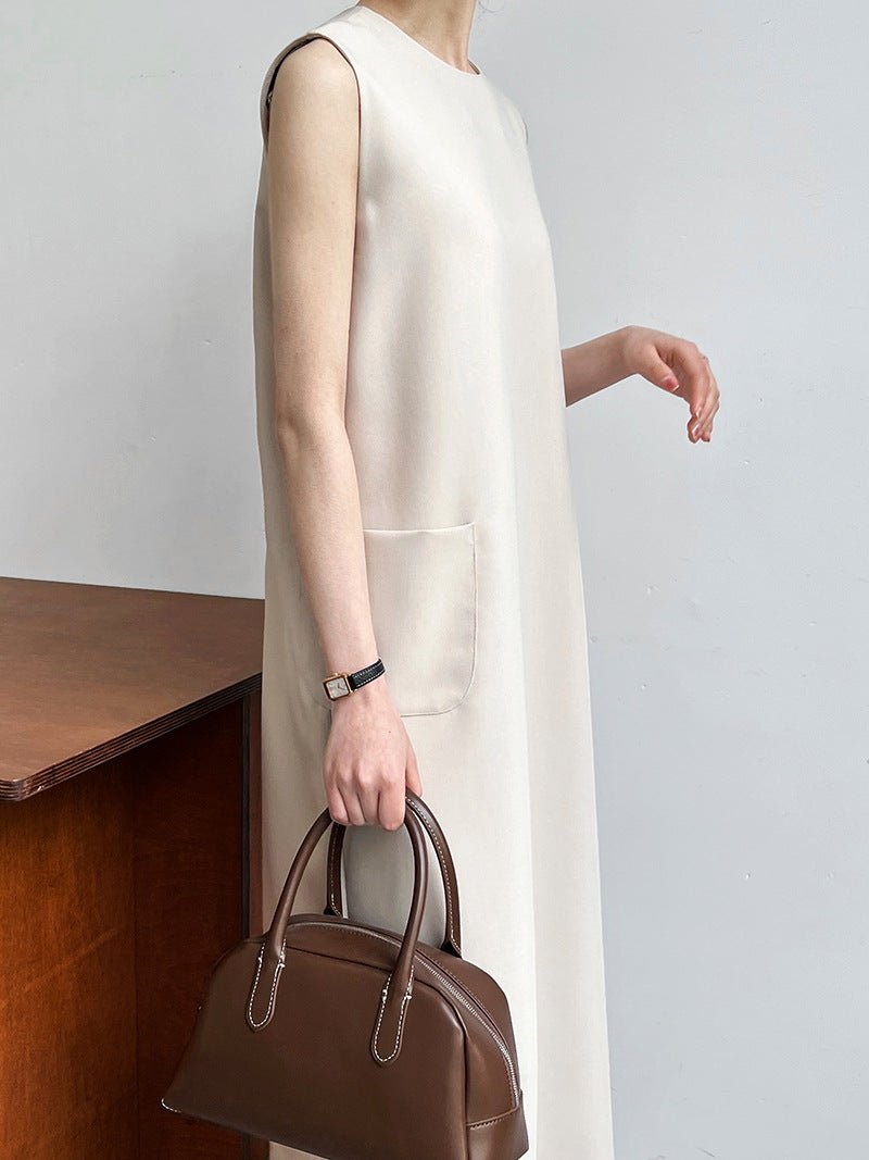 簡約通勤無袖西裝背心連衣裙-2色 - Moon Peach