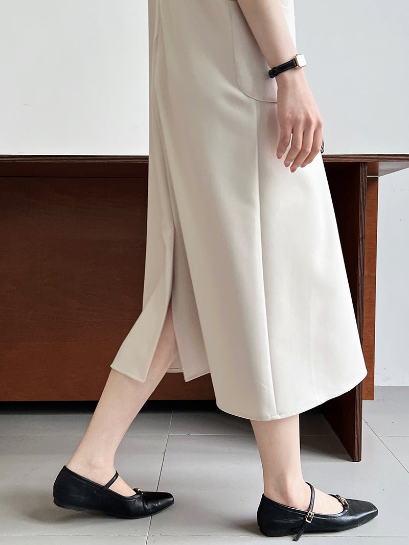 簡約通勤無袖西裝背心連衣裙-2色 - Moon Peach