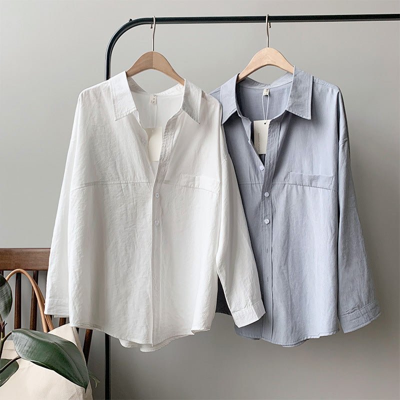 秋冬棉感仿麂皮廓形長袖復古襯衣-3色 - Moon Peach