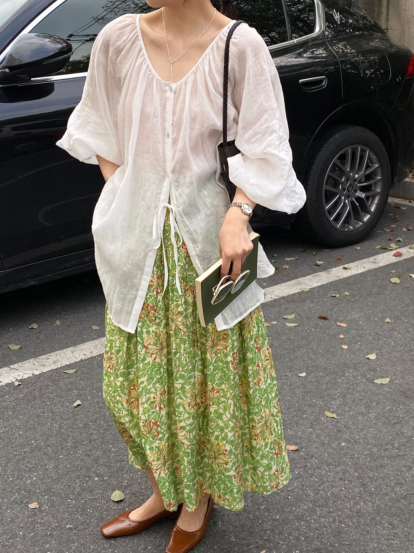 韓系夏田園浪漫小清新碎花半身裙