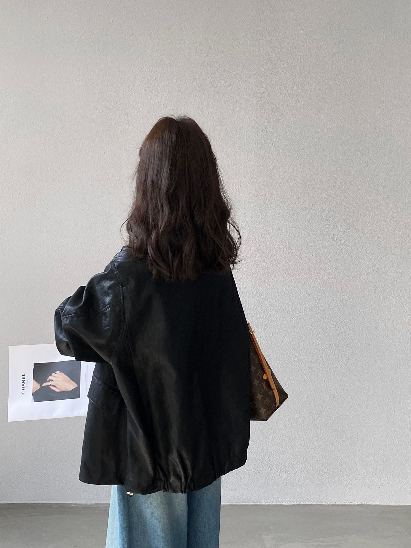 復古蛋白皮設計感短款PU皮衣夾克外套-2色