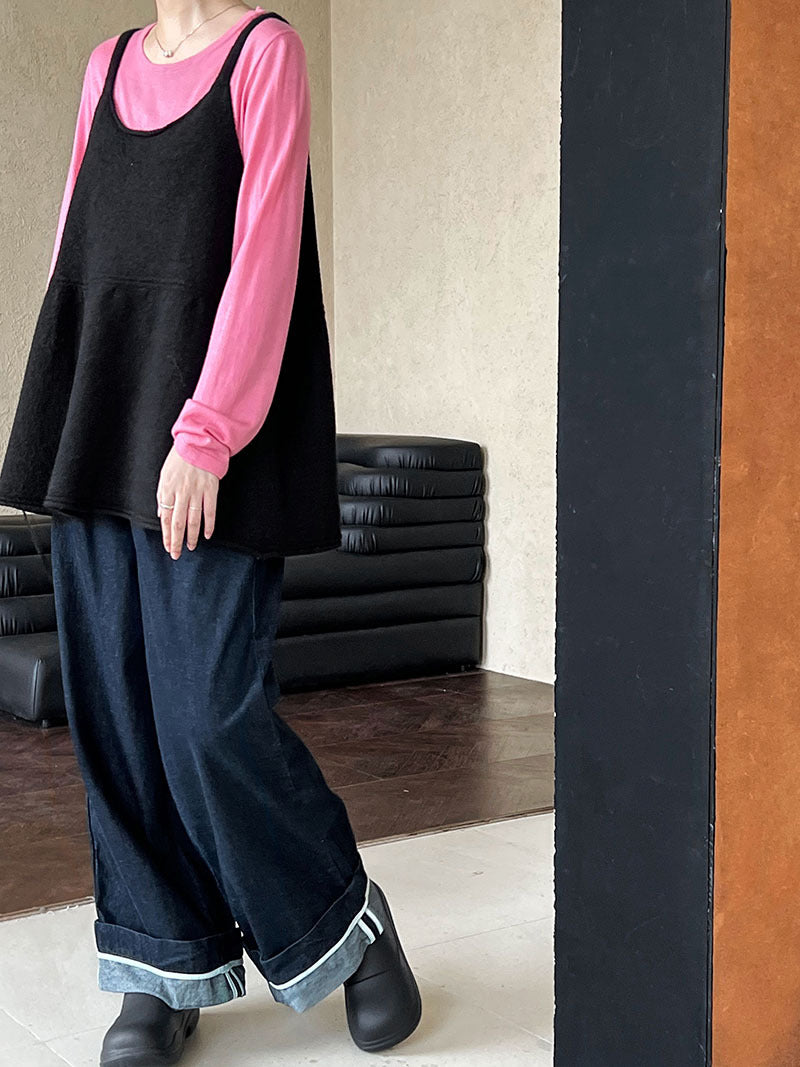 韓系慵懶風U領氣質針織吊帶背心上衣-4色