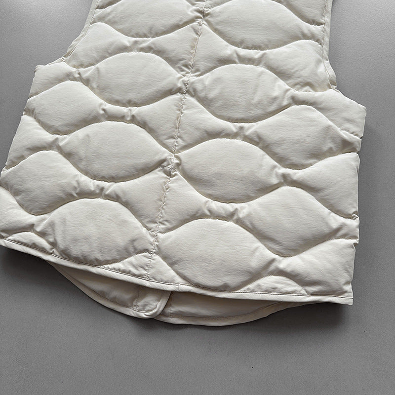 韓系90%白鴨絨菱格馬甲外套-2色