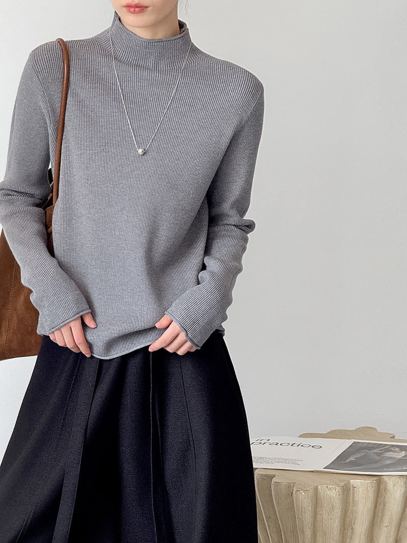 (48H出貨)軟糯套頭半高領長袖打底衫-6色