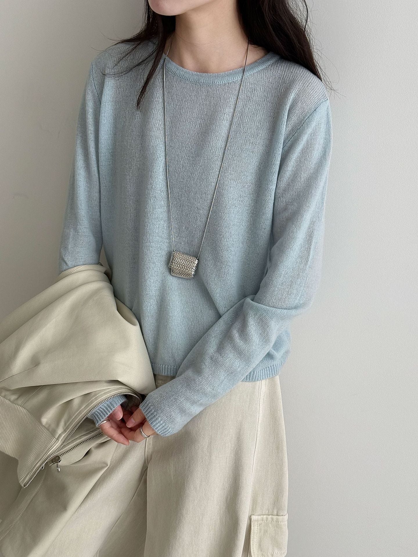 (48H出貨)韓系高級感百搭修身顯瘦羊毛針織打底衫-3色