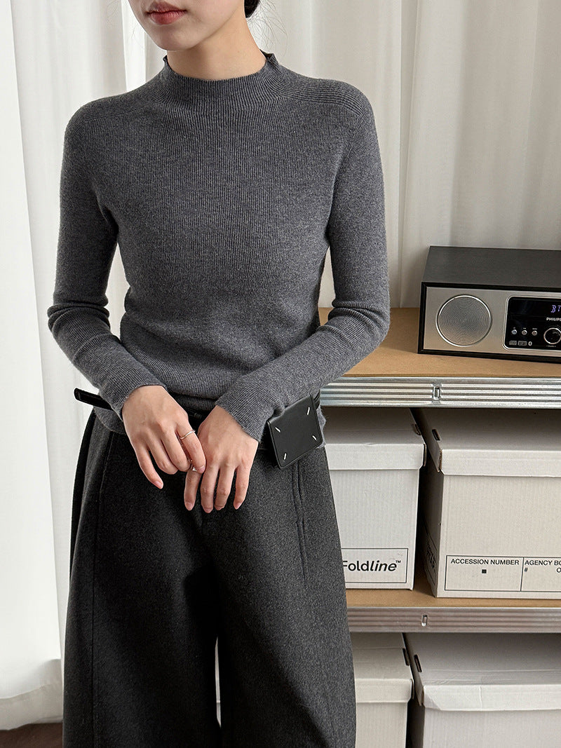 羊毛半高領無縫修身顯瘦內搭打底衫-8色