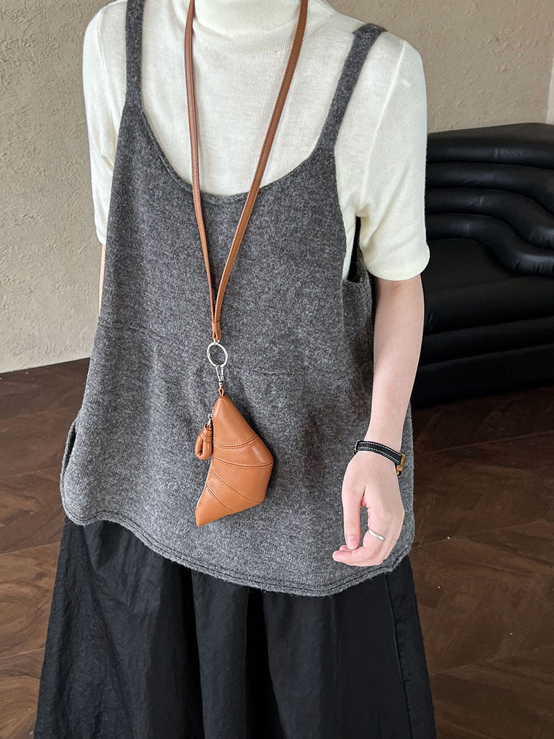 韓系慵懶風U領氣質針織吊帶背心上衣-4色