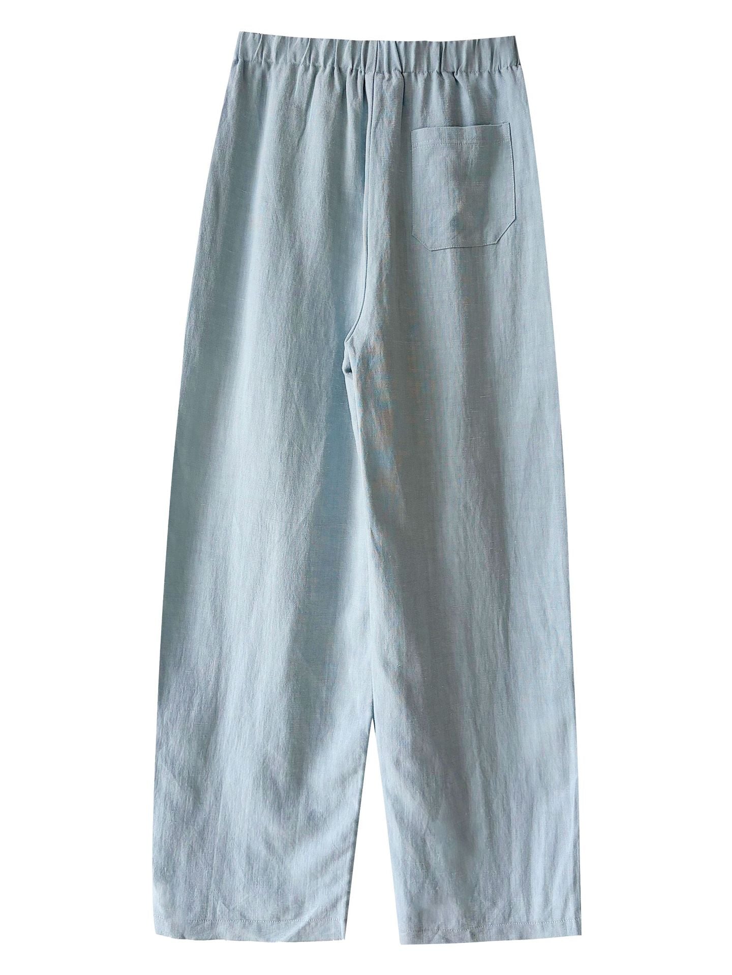 韓系亞麻垂墜感鬆緊腰闊腿褲-3色