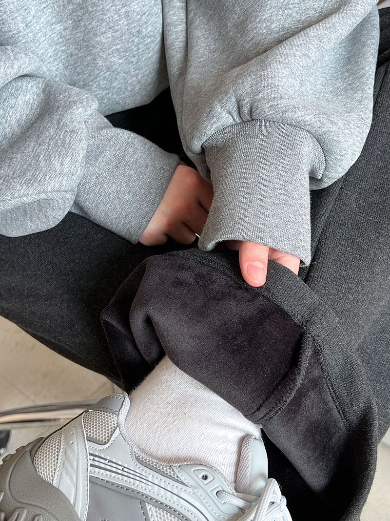 (48H出貨)韓系簡約加絨加厚百搭微喇叭休閒褲-2色