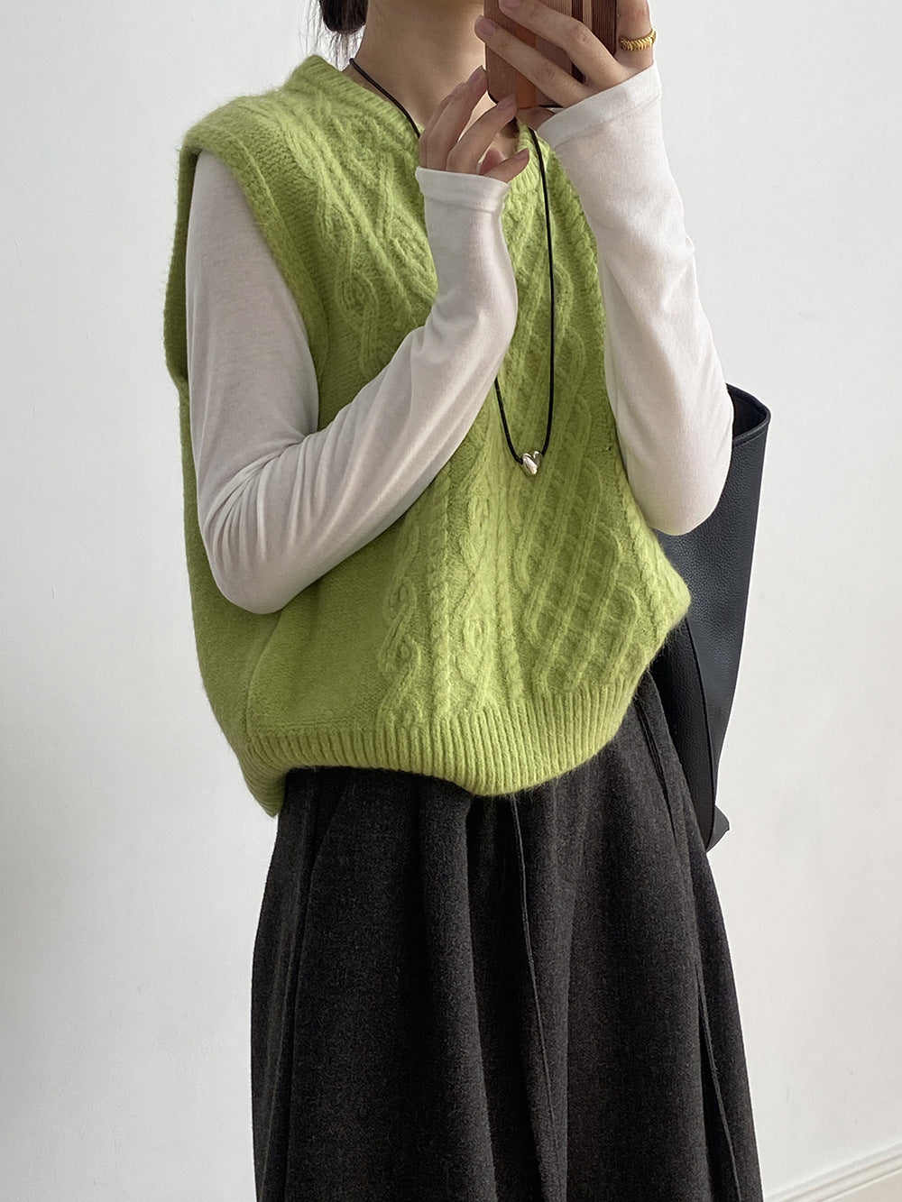 (48H出貨)糖果色圓領麻花軟糯針織背心馬甲-6色