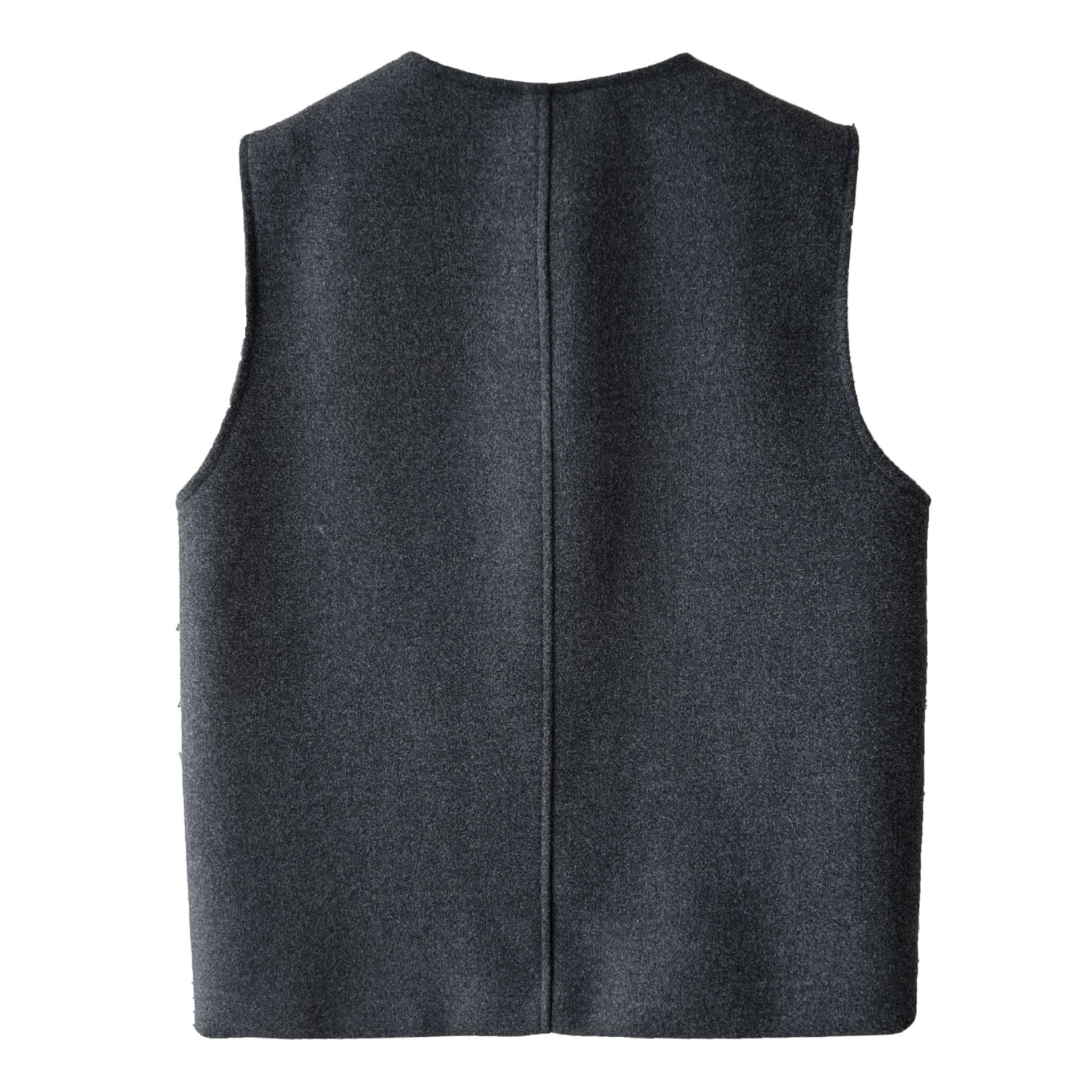 高級感寬鬆毛呢疊穿氣質圓領馬甲