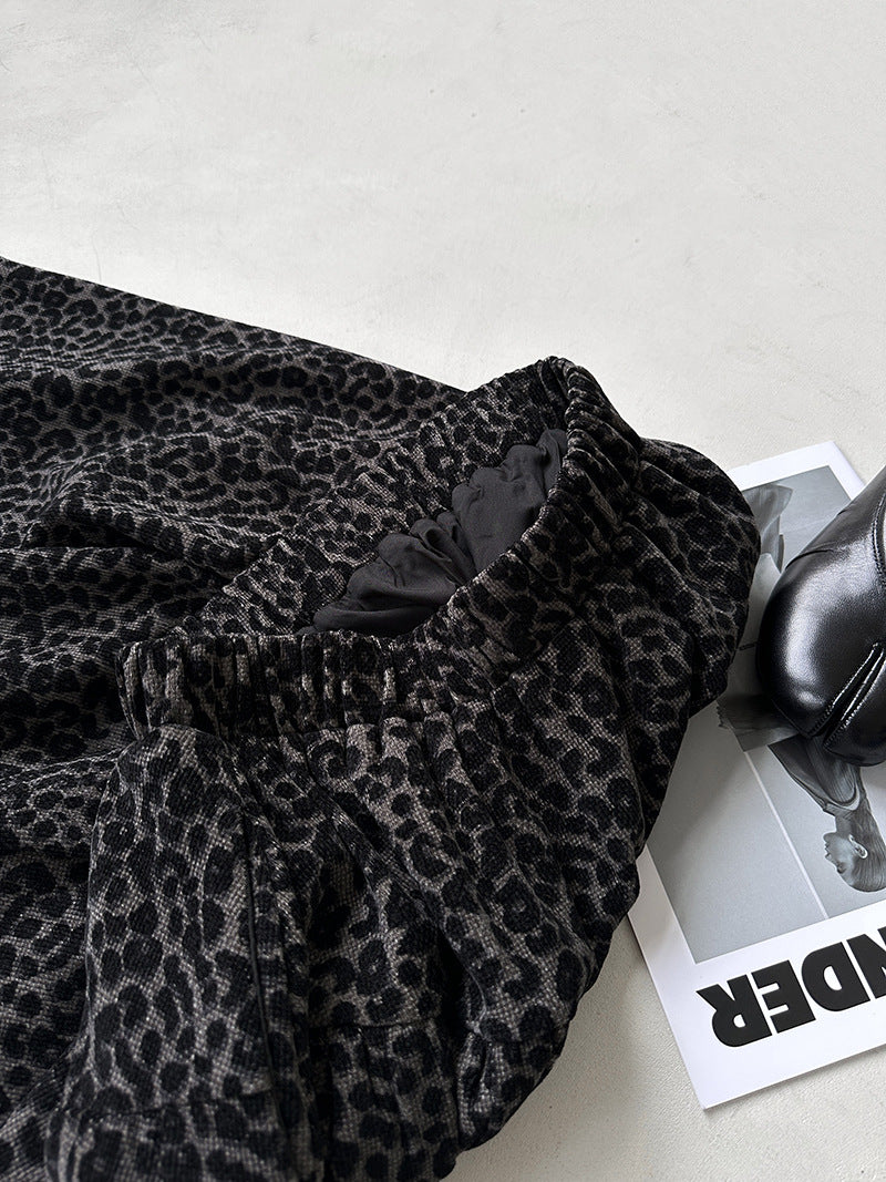 韓系復古氛圍感豹紋半身裙