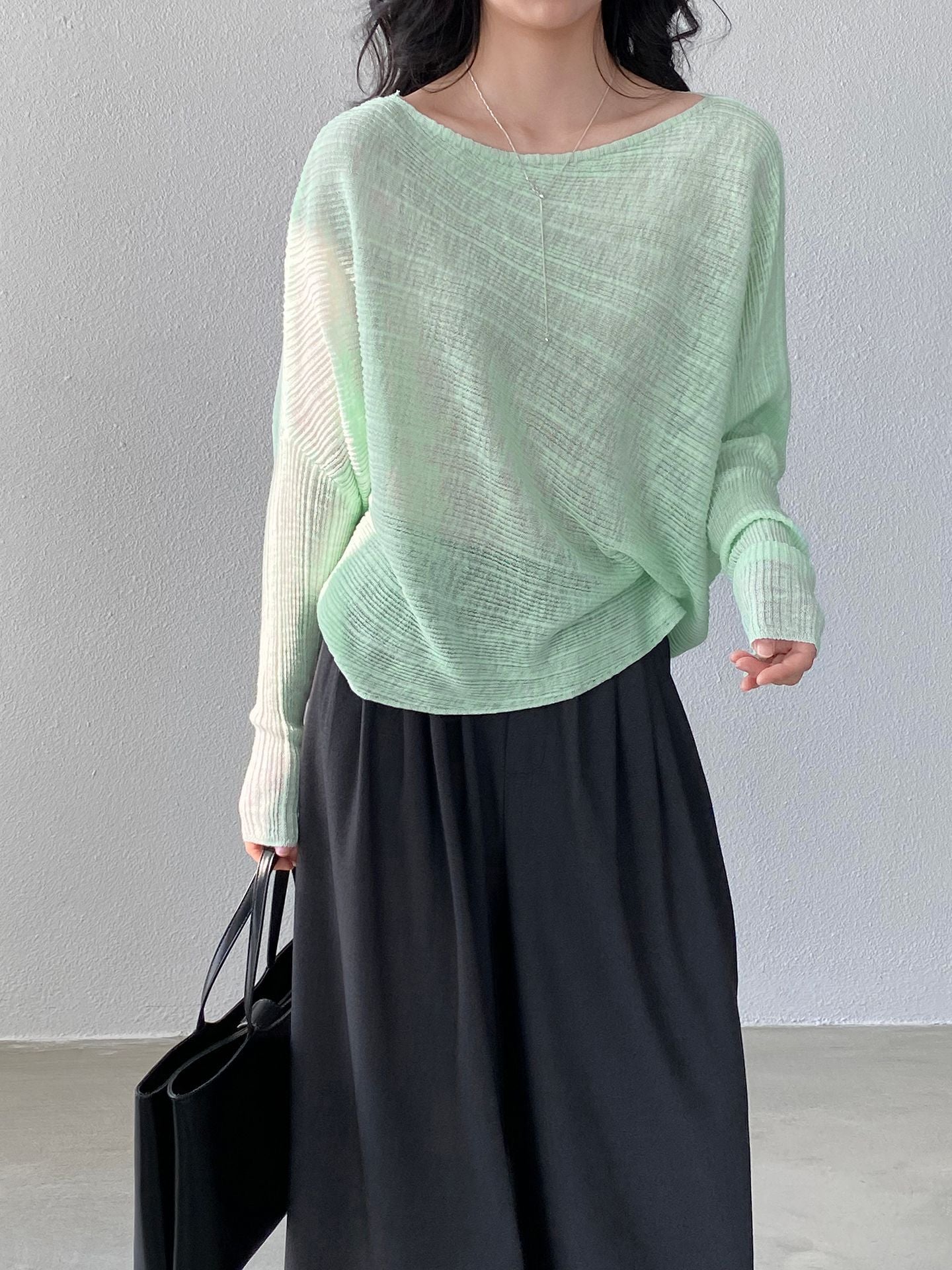 韓系氛圍感慵懶不規則蝙蝠袖針織衫-7色