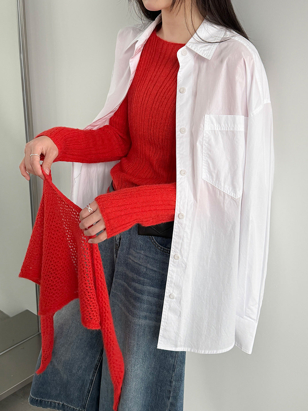 輕奢慵懶軟糯羊毛針織衫+披肩-兩件式套裝-5色