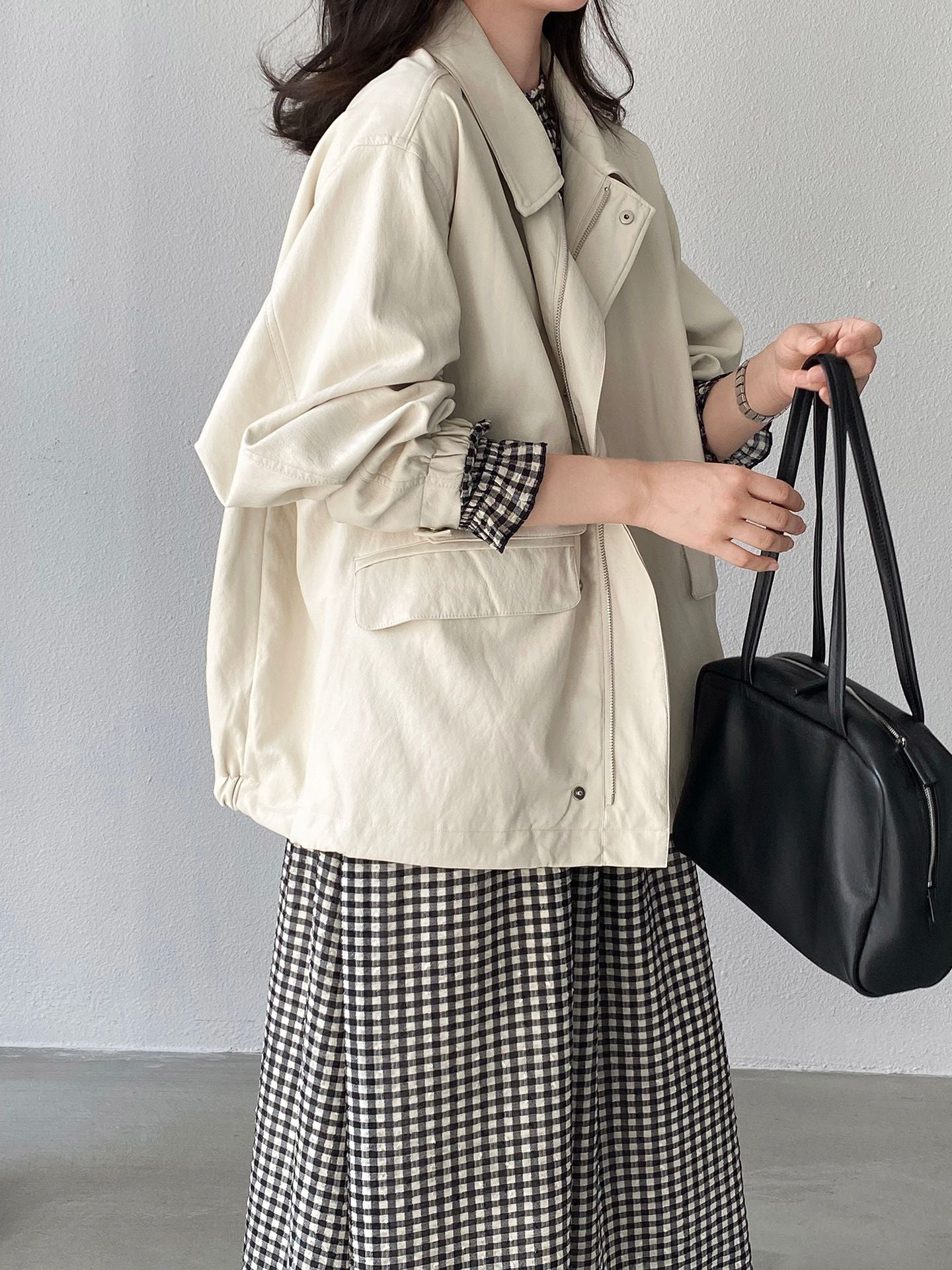 復古蛋白皮設計感短款PU皮衣夾克外套-2色