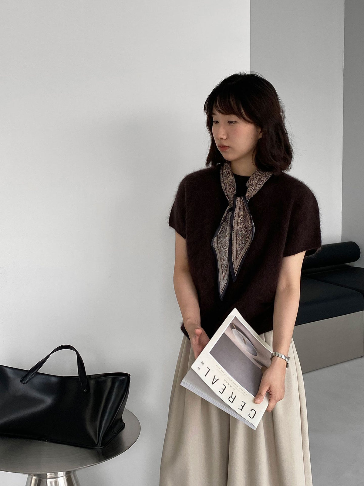 羊絨軟糯寬鬆圓領短袖針織上衣-6色
