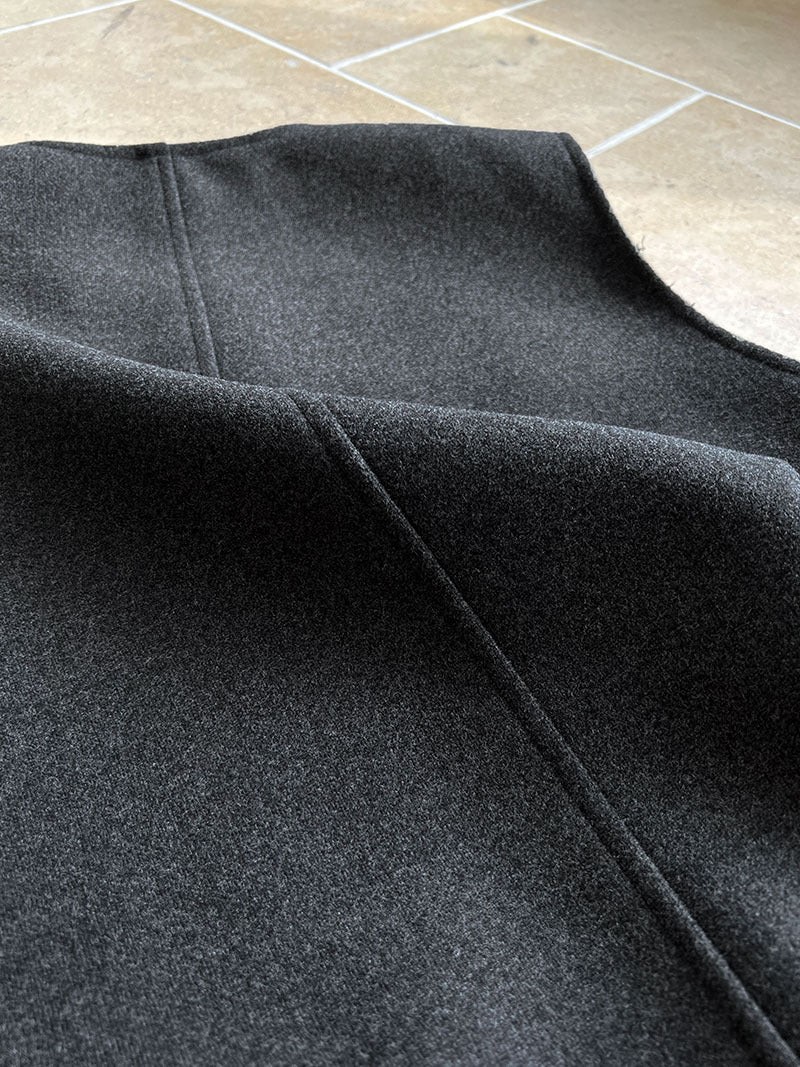 高級感寬鬆毛呢疊穿氣質圓領馬甲