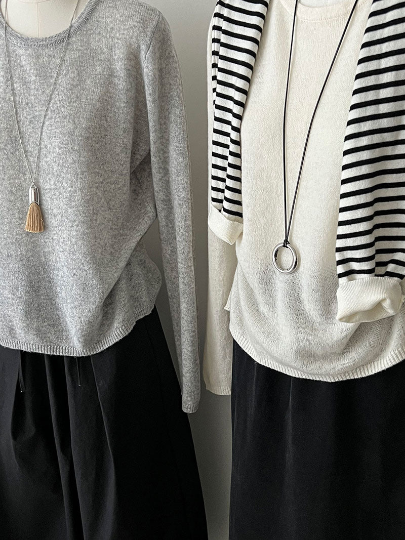 (48H出貨)韓系高級感百搭修身顯瘦羊毛針織打底衫-3色