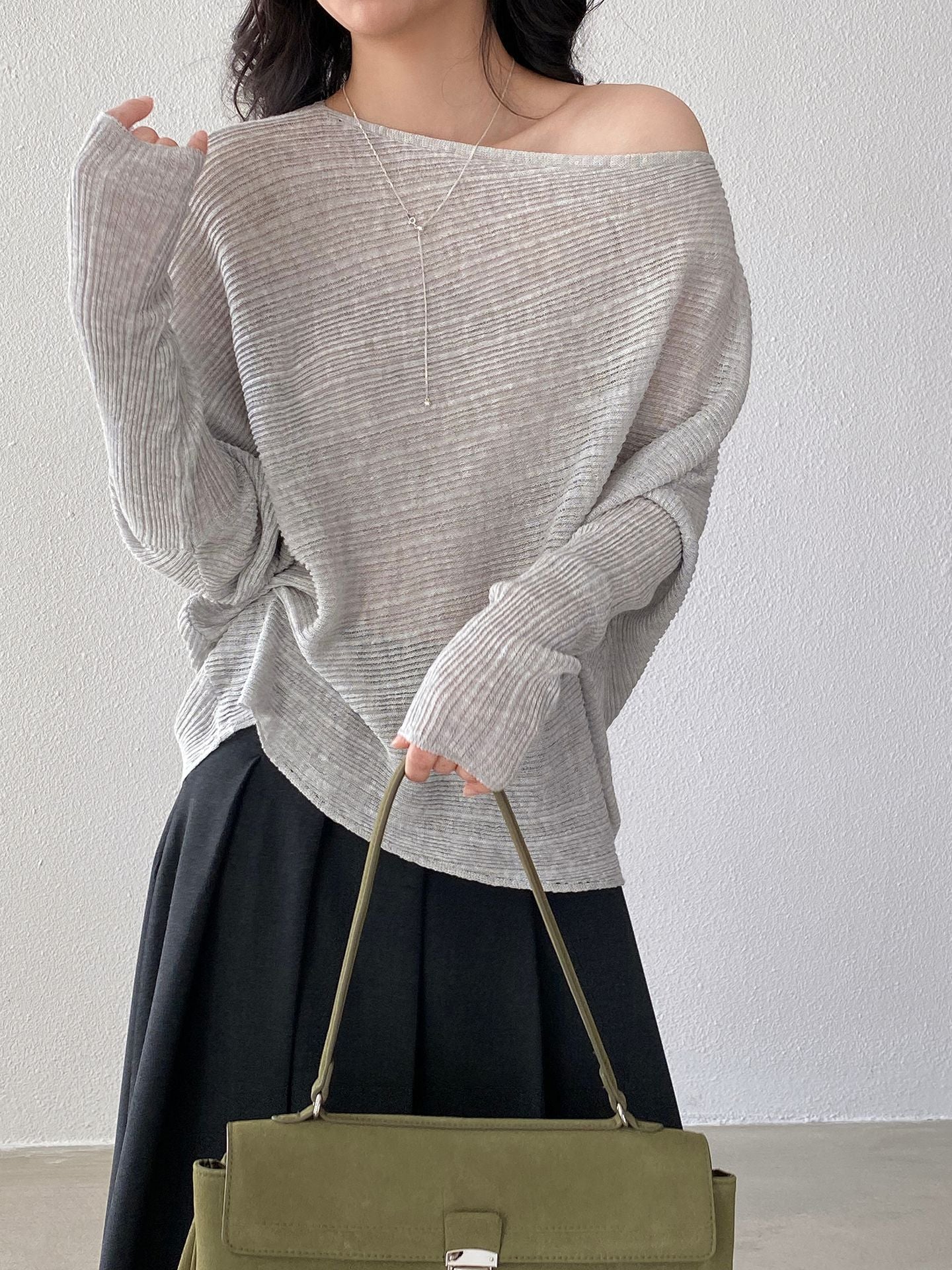 韓系氛圍感慵懶不規則蝙蝠袖針織衫-7色