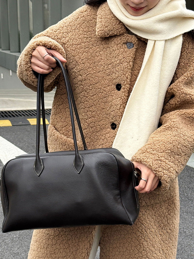 韓系加厚皮毛一體環保皮草羊羔毛大衣外套-2色