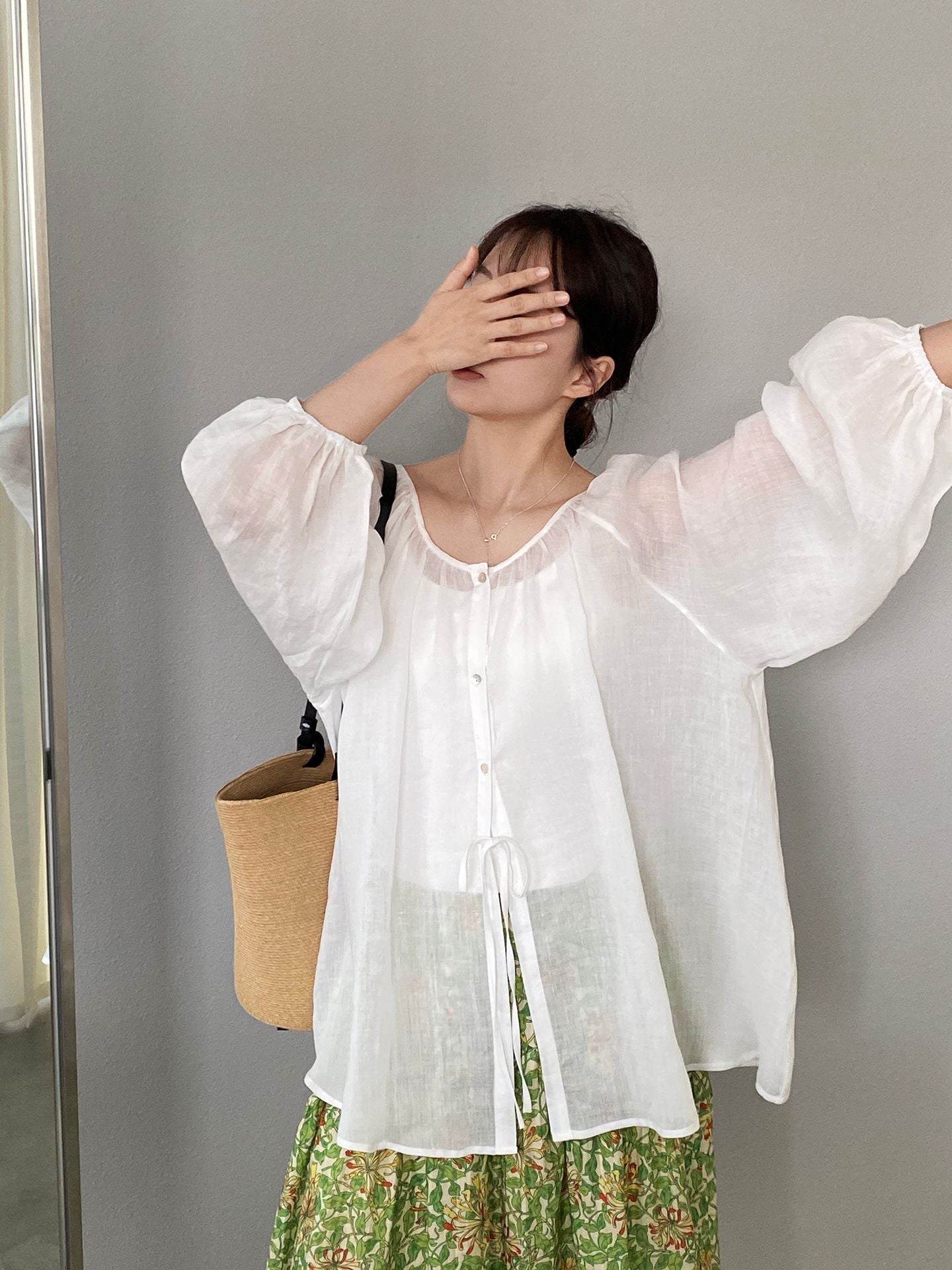 韓系夏田園浪漫小清新碎花半身裙