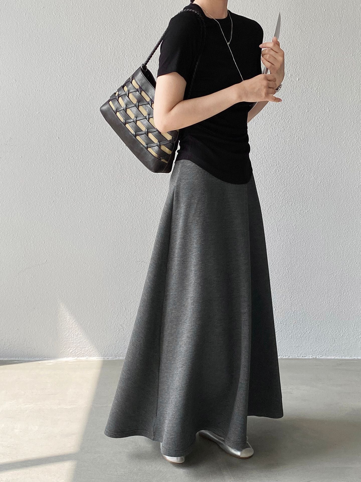 韓系紙片高腰顯瘦遮胯半身裙-2色