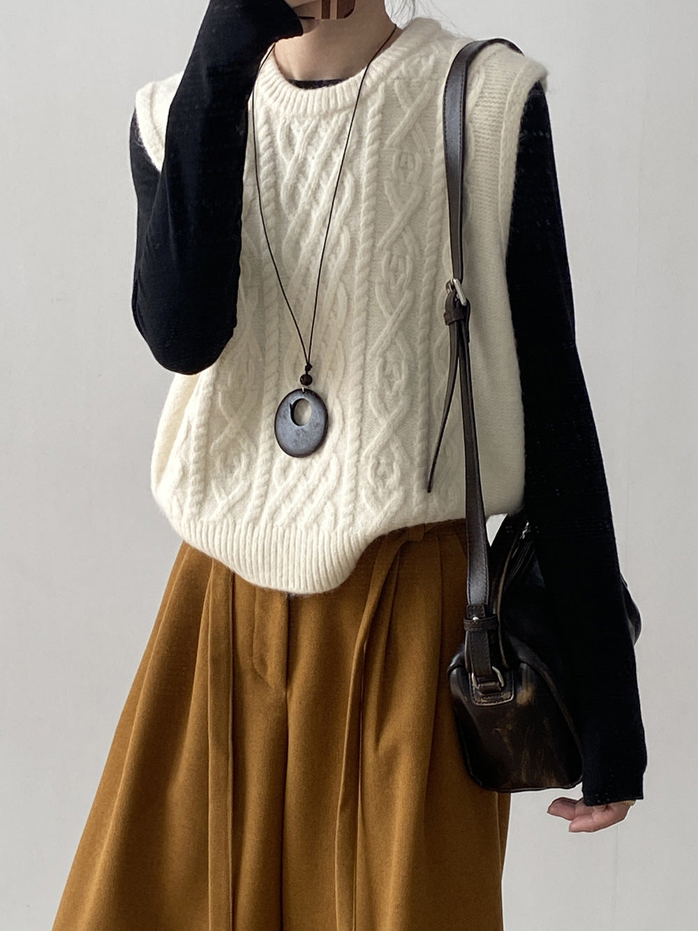 (48H出貨)糖果色圓領麻花軟糯針織背心馬甲-6色