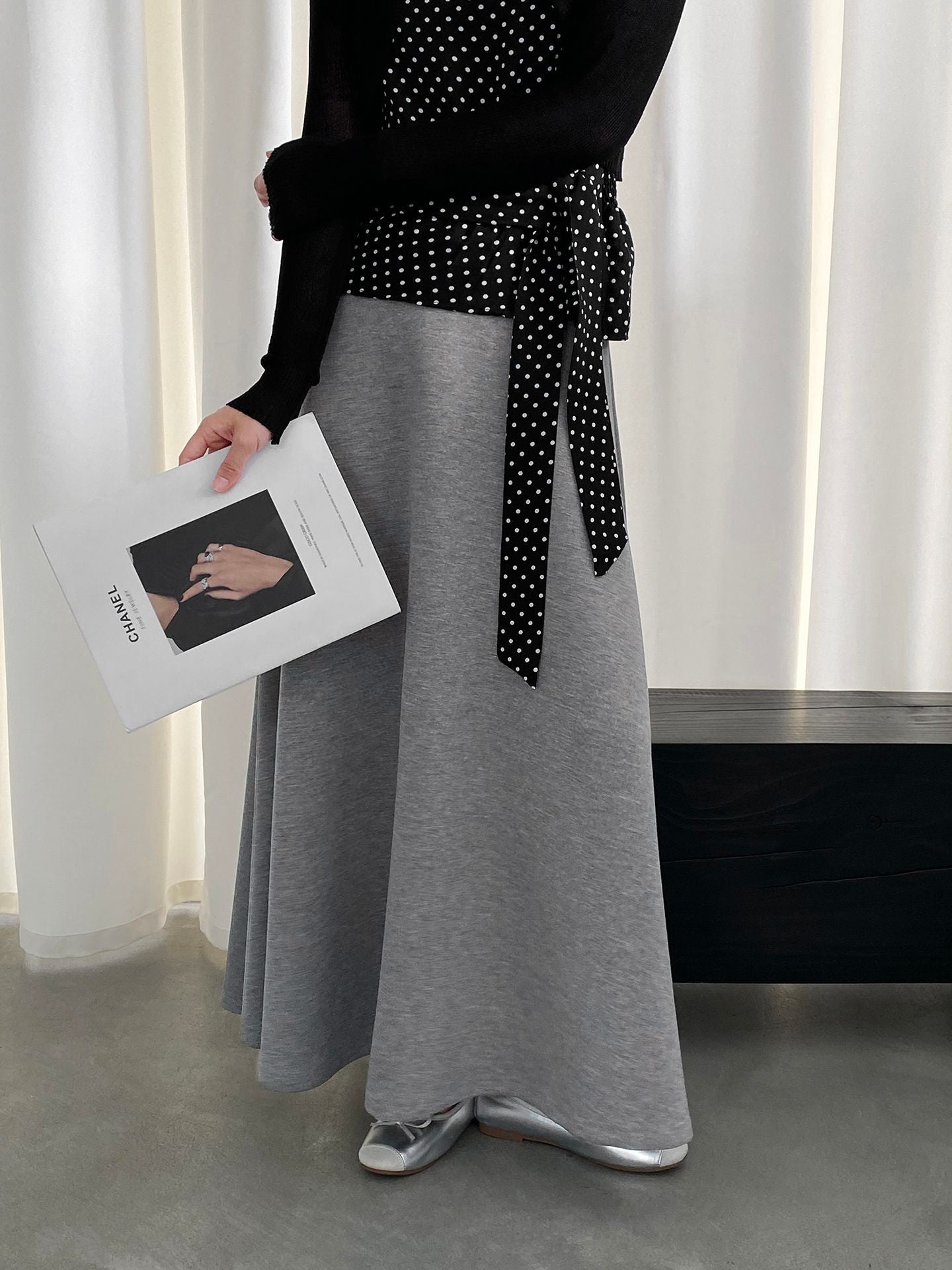 韓系紙片高腰顯瘦遮胯半身裙-2色