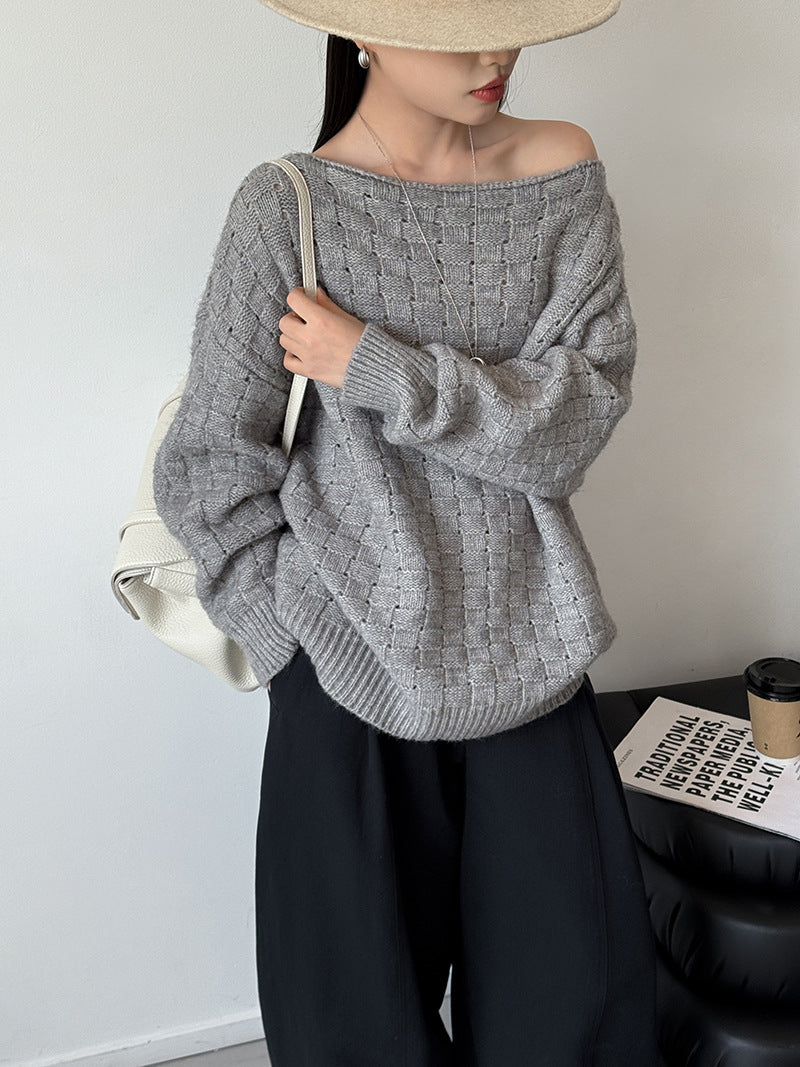 韓系復古純色套頭長袖針織毛衣-4色