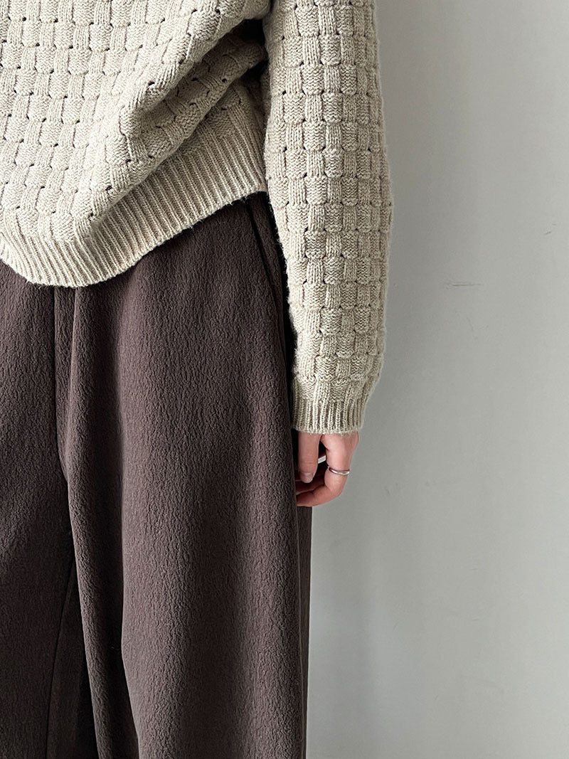 韓系隨性肌理感高腰鬆緊休閒長褲-4色