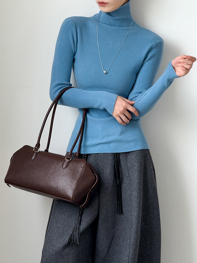 (48H出貨)韓系氣質純色內搭半高領打底衫-8色