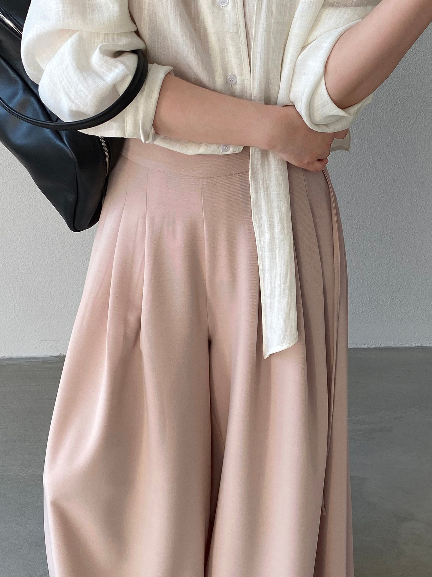 韓系氣質垂感顯瘦高腰西裝闊腿褲-2色