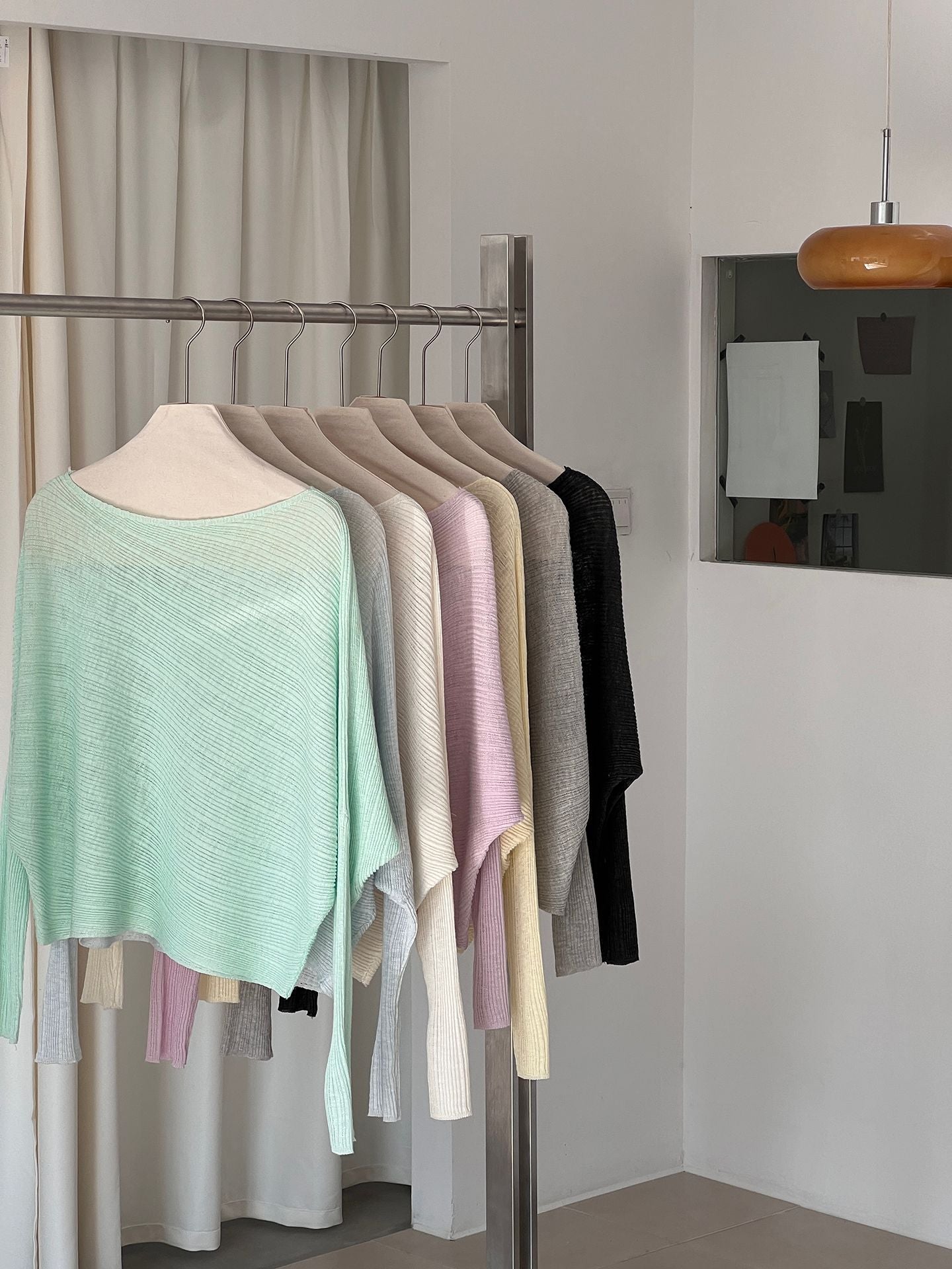 韓系氛圍感慵懶不規則蝙蝠袖針織衫-7色