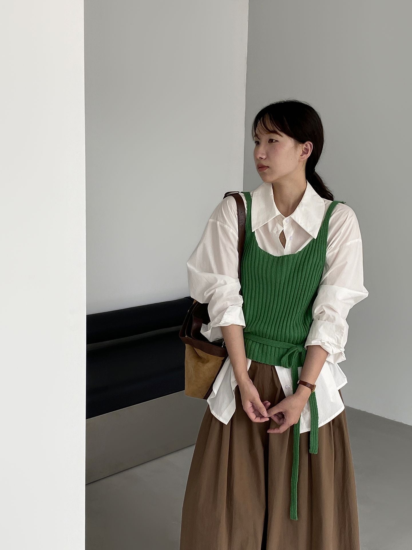 韓系慵懶疊穿綁帶顯瘦針織馬甲背心-7色