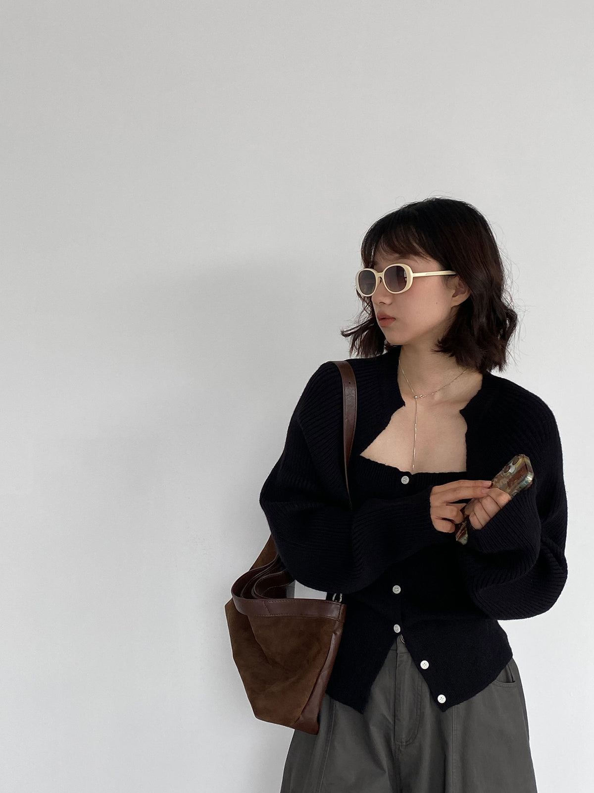 高知感針織開衫+吊帶-兩件式套裝-3色