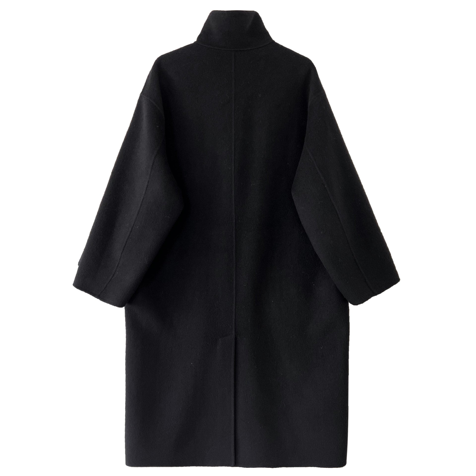 復古立領牛角扣羊毛雙面毛呢大衣外套