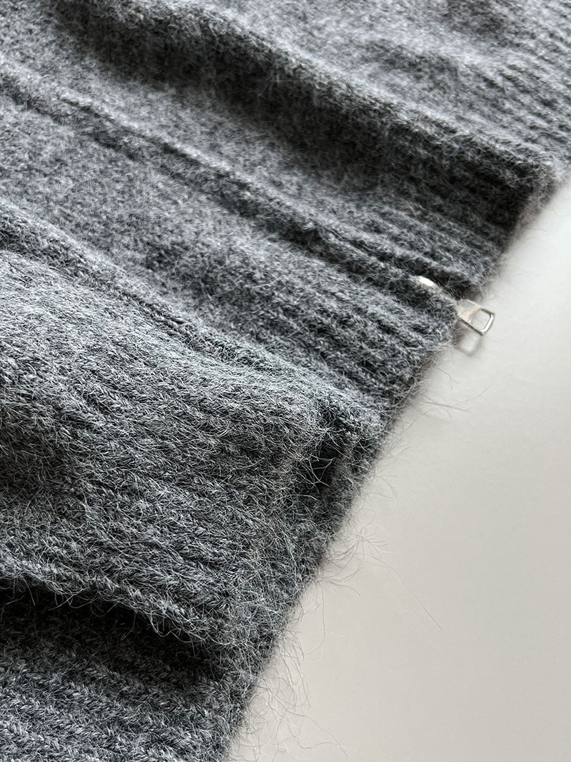 韓系軟糯休閒針織毛衣+卷邊A字短裙-兩件式套裝-3色