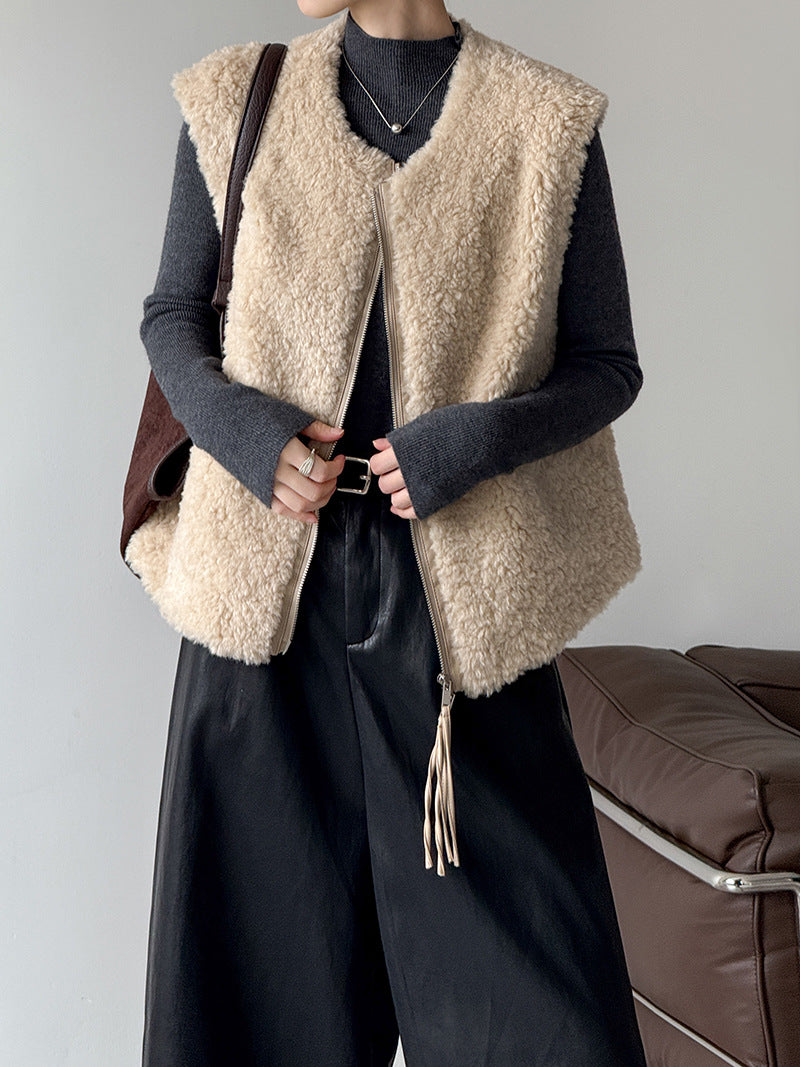 韓系毛絨絨高級感寬鬆背心馬甲-3色