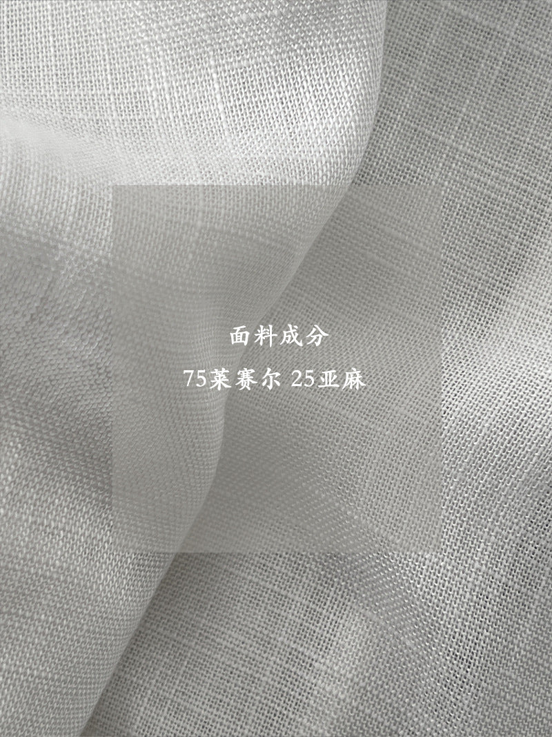 萊賽爾亞麻圓領防曬短版薄外套-2色