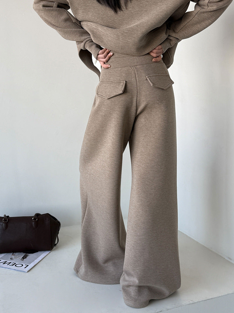 韓系慵懶風微喇叭休閒運動長褲-4色
