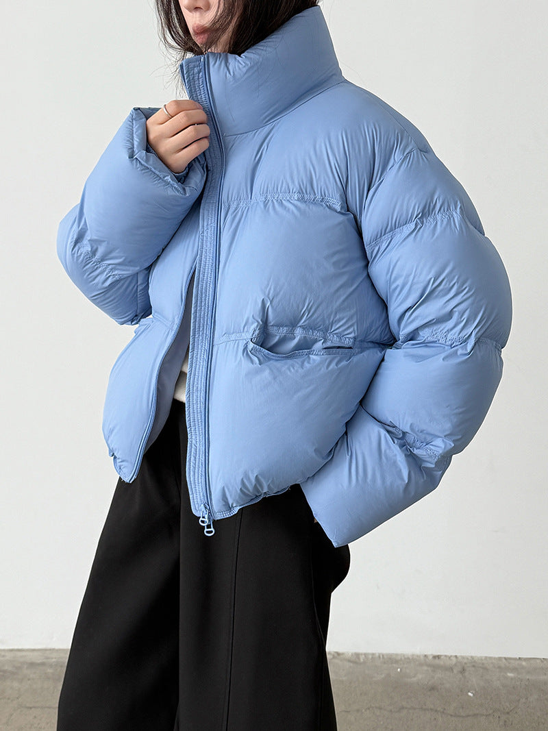韓版90%白鴨絨立領泡芙羽絨外套-3色