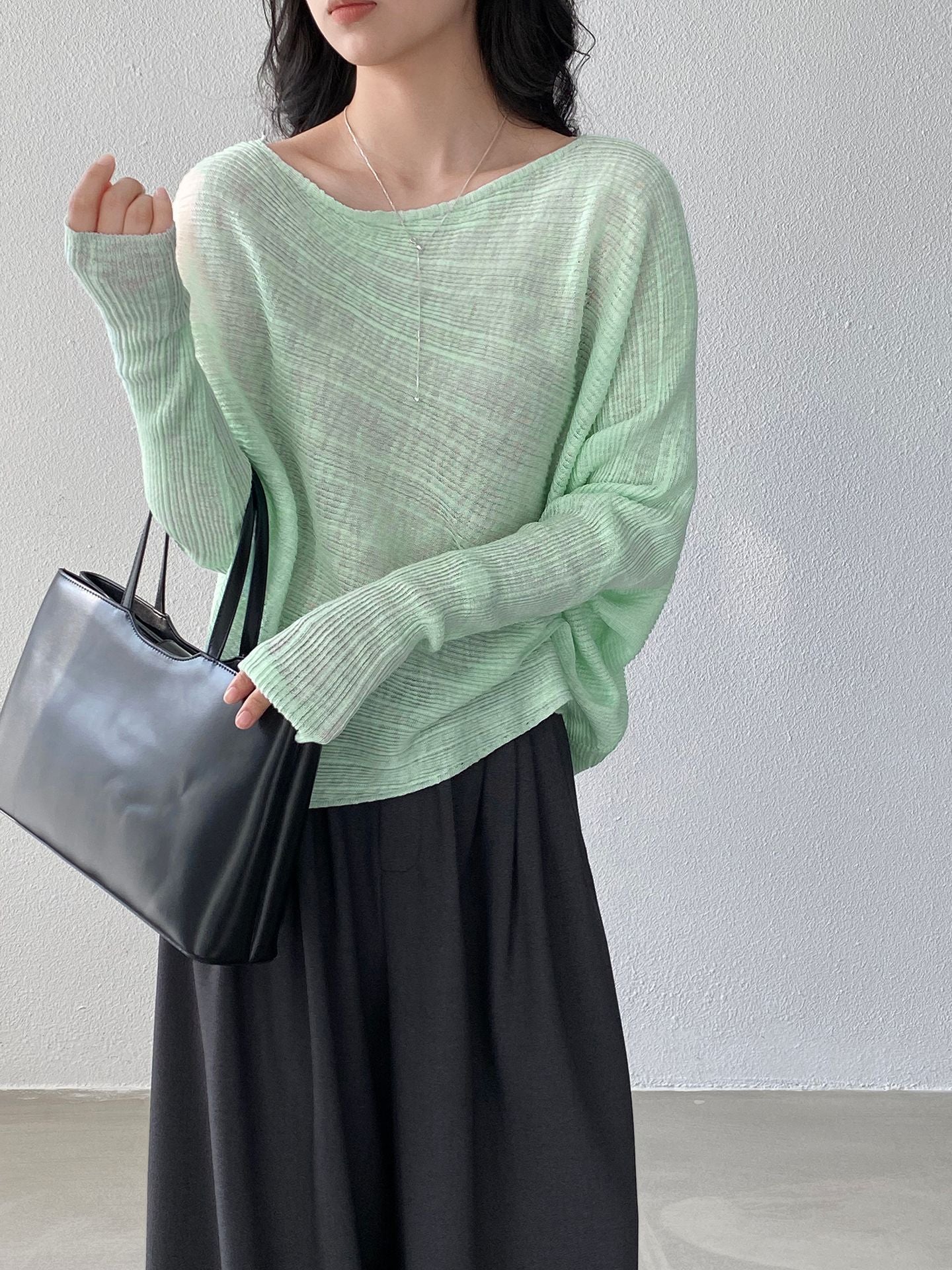 韓系氛圍感慵懶不規則蝙蝠袖針織衫-7色