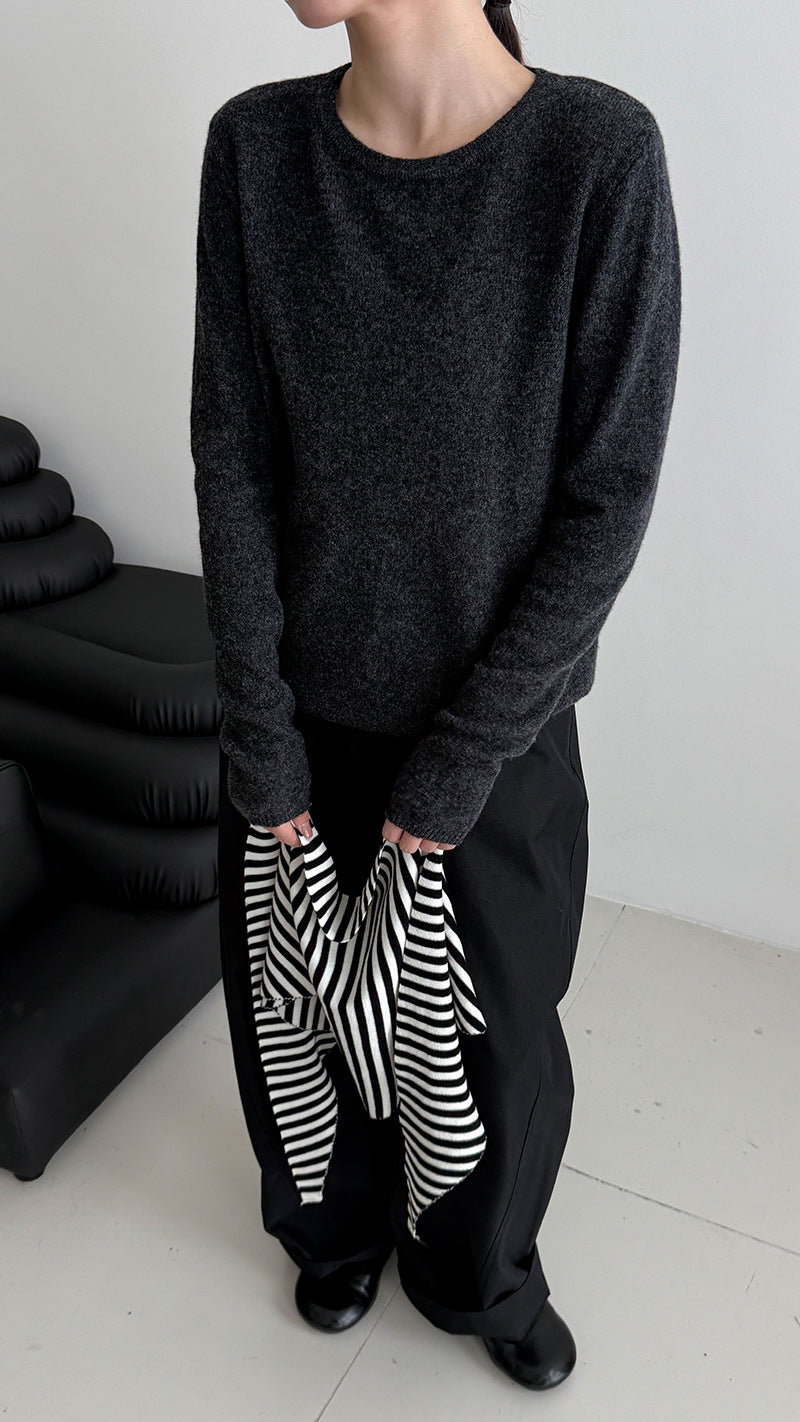 (48H出貨)韓系高級感百搭修身顯瘦羊毛針織打底衫-3色