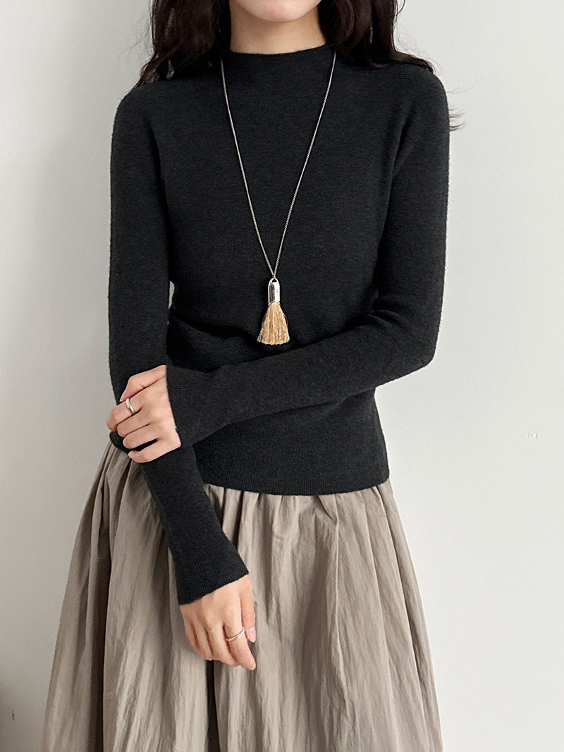 羊毛半高領無縫修身顯瘦內搭打底衫-8色