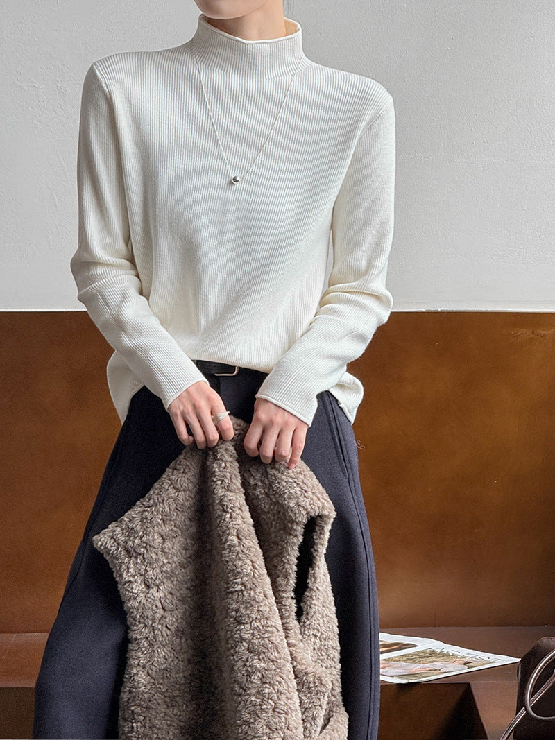 (48H出貨)軟糯套頭半高領長袖打底衫-6色