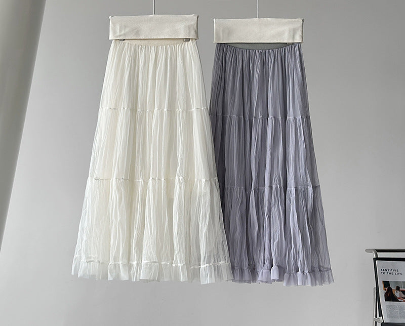 韓版氛圍感大裙襬純色寬鬆半身裙-2色