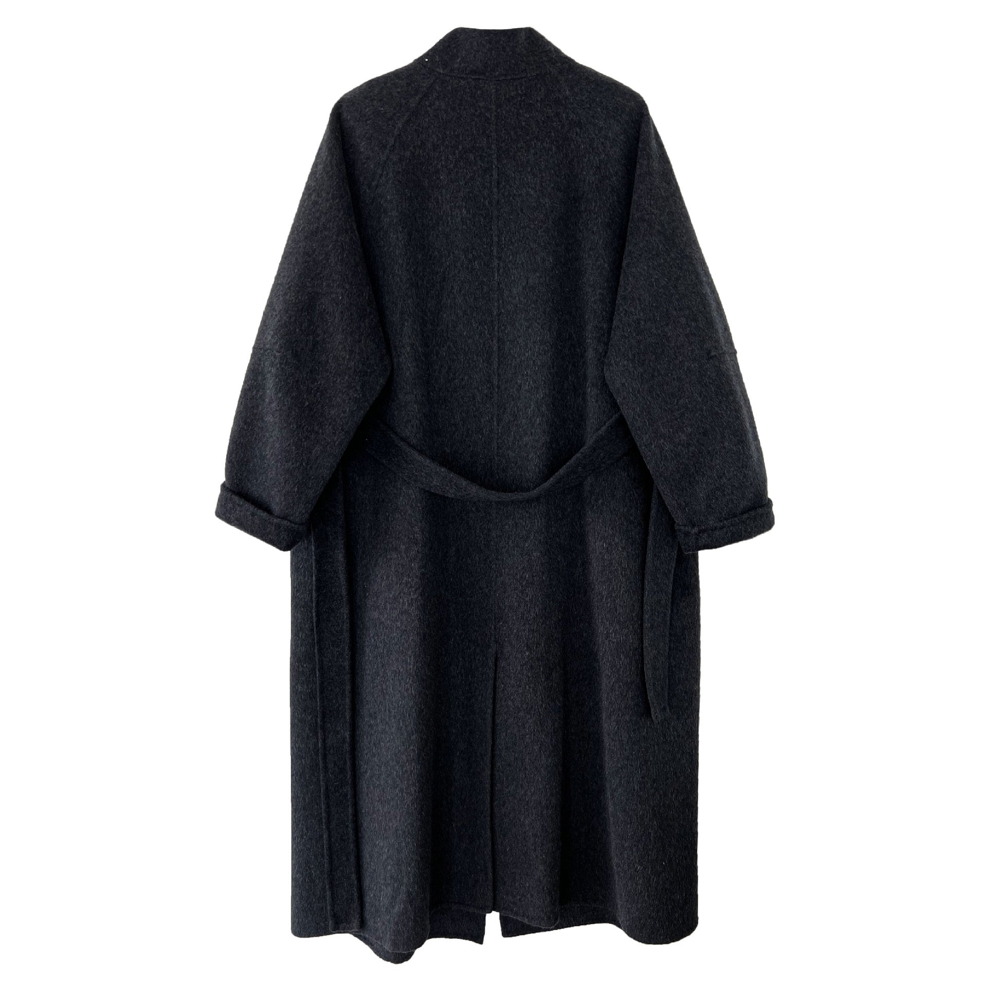 韓版慵懶斜扣領長款雙面呢羊毛大衣外套-3色